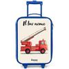 NoBoringSuitcases.com NoBoringSuitcases© Valigia Blu Per Bambini Personalizzato Con Un Nome | 48x31x19 cm - Bagaglio Ultraleggero Trolley A Mano Rigidi LED Ruote Valigie Bimbi - Ragazzo - Autopompa - Firmato - Rosso