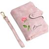 Glimmerday Portafoglio Personalizzato per Donna, Portafoglio Floreale per Compleanno, Portafoglio Bifold in pelle con Nome Personalizzato, Regalo per la Festa della Mamma(Rosa)