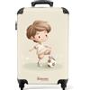 NoBoringSuitcases.com NoBoringSuitcases© Valigia Cabina Bambino Bagaglio A Mano Trolley | 55x35x20 cm - Bambini Da Viaggio Rigido Leggero Aereo 4 Ruote Luggage Ragazzo - Calcio - Tonalità marroni