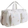 AZURAOKEY Borsone trapuntato floreale da donna, in cotone, grande borsone da viaggio con motivo floreale, borsa per il fine settimana con tracolla regolabile, Orsacchiotto, casual