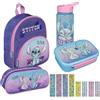 Undercover Zaino asilo Disney Stitch, personalizzabile con nome, zaino per bambini con tasca anteriore, 2 scomparti, 25,5 x 30,5 x 10 cm, Set 3 Lilo & Stitch, lilla