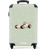 NoBoringSuitcases.com NoBoringSuitcases© Valigia Cabina Bambino Bagaglio Bambini Trolley Viaggio | 55x35x20 cm - Aereo Cabin Size Rigida Leggera Ruote Valigie Bimbo Beige - Auto corsa - Retro