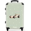 NoBoringSuitcases.com NoBoringSuitcases© Valigia Media Bambini Rigida Trolley Medio Viaggio Aereo | 67x43x25 cm - 4 Ruote Valigie Leggere Bimbo Valigetta Trolly Dimensioni M Beige - Auto corsa - Retro