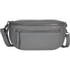 AMBRA Moda AmbraModa GLX2 - Marsupio unisex piccolo in vera pelle, grigio., m, Marsupio a tracolla