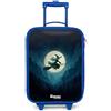 NoBoringSuitcases.com NoBoringSuitcases© Valigia Blu Per Bambini Compatto Bagaglio Ultraleggero | 48x31x19 cm - Trolley A Mano Rigidi LED Ruote Valigie Neonato - Ragazze - Notte - Volo - Foresta