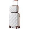 British Traveller Set di 2 Valige 31/54CM Valigia Trolley Rigida ABS+PC con Rotelle Girevoli e TSA Lucchetto (13+20pollici, Bianco)
