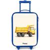 NoBoringSuitcases.com NoBoringSuitcases© Valigia Blu Per Bambini Compatto Bagaglio Ultraleggero | 48x31x19 cm - Trolley A Mano Rigidi LED Ruote Valigie Neonato - Ragazzo - Dumper - Firmato - Giallo