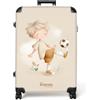 NoBoringSuitcases.com NoBoringSuitcases© Valigia Grande Bambini Trolley Da Stiva Viaggio Rigido | 77x51.5x28 cm - Leggero 4 Ruote Valigie Per Bimbo Large XL Bagaglio Ragazzo - Calcio - Colori beige