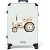 NoBoringSuitcases.com NoBoringSuitcases© Valigia Grande Bambini Trolley Da Stiva Viaggio Rigido | 77x51.5x28 cm - Leggero 4 Ruote Valigie Per Bimbo Large XL Bagaglio Beige - Trattore vintage - Colori verde pastello