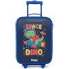 NoBoringSuitcases.com NoBoringSuitcases© Valigia Blu Per Bambini Compatto Bagaglio Ultraleggero | 48x31x19 cm - Trolley A Mano Rigidi LED Ruote Valigie Bimbi - Ragazzo - Dinosauro - Verde - Razzo