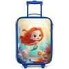NoBoringSuitcases.com NoBoringSuitcases© Valigia Blu Per Bambini Compatto Bagaglio Ultraleggero | 48x31x19 cm - Trolley A Mano Rigidi LED Ruote Da Viaggio - Ragazze - Sirena - Pesce - Corallo