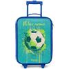 NoBoringSuitcases.com NoBoringSuitcases© Valigia Blu Per Bambini Personalizzato Con Un Nome | 48x31x19 cm - Bagaglio Ultraleggero Trolley A Mano Rigidi LED Ruote Da Viaggio - Ragazzo - Vibrazioni calcistiche - Verde