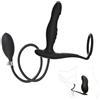 LovezusouL Plug anale gonfiabile con anello per pene in silicone - Set espandibile con ventosa e stimolatore prostatico - Dilatore anale XXL per giochi SM per uomo e donna