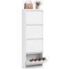 VASAGLE Scarpiera Salvaspazio Slim, 4 Ante, in Acciaio | Mobiletto Ingresso, 50 x 15,5 x 149,8 cm, Chiusura Magnetica, Bianco Opaco, Collezione Bravon, HSC407WG01