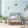 meublescosy MEUBLE COSY Struttura Letto Singolo in Metallo per Materasso 90 x 190 cm | con Doghe, Testiera Elegante, Spazio di Organizzazione, Montaggio Facile, per Spazi Piccoli, Camera da Letto, Nero