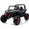FINOOS Macchina Elettrica per Bambini 2 Posti 24V Fuoristrada Maxi Buggy con Ampio Sedile, Macchina Elletrica UTV-MX Buggy 24V con telecomando, motore 4 x 12V 45W, batteria: 2x12V7AH, 3-7 anni (Nero)