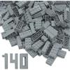 HIUME 140 mattoncini da costruzione 2 x 4, mattoncini classici, di alta qualità, compatibili con tutti gli altri produttori, colorati, per bambini e amanti dei MOC, grigio