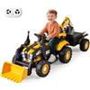 COSTWAY 4 in 1 Trattore Elettrico per Bambini, Trattore Cavalcabile per Bambini 3-8 Anni con Telecomando Rimorchio e Cucchiaia Staccabile, Velocità Regolabile, Doppi Motori (Giallo)