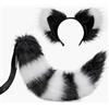 JIAHG Costume per Halloween Cosplay di volpe orecchie e coda set gatto lupo procione orecchie e coda set animali coda coda di pelliccia orecchie fascia fascia halloween Natale gioco di ruolo