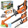 Pandapop 3 In 1 Giochi Da Giardino Per Bambini, Tagliaerba Giocattolo Per Bambini Con Luci, Soffiatore Foglie, Cespugliatore, Attrezzi Da Lavoro Bambini Con Effetti Sonori, Giochi Bambini 3 Anni