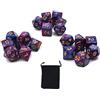 DollaTek Dadi poliedrici Set Giochi da Tavolo Dadi 3 Set Dadi 3 x 7 (21 Pezzi) Serie Die D20 D12 D10 D8 D6 D4 Dadi DND DND Rpg MTG Doppi Colori One Piece (Viola e Blu)