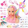 IEEILULU Teste da parrucchiere per bambini con kit Airbrush Market Kit | Testa di Bambola Trucco per Ragazza, Giocattolo di Trucco e Acconciatura Regalo per Compleanno, Natale per 3 anni