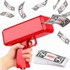 Afenau Pistola Spara Soldi con 100 Banconote Finte Handheld Money Gun, Alimentazione a Batteria Cash Pistol per Feste, Compleanni, Matrimoni, Natale, Carnevale, Rosso