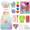LEADSTAR Grembiule Cucina Bambini, Set Chef Bambina Con Cappello Cuoco, Accessori e Kit Giochi di Ruolo, Regalo per Bambini 3-12 Anni, 38 Pezzi