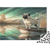 DPFKZRNL Puzzle 1000 pezzi 38x26cm carta riciclata uomini donne carlino cane barca fiume decorazione casa arte puzzle attività casa idea regalo