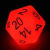 BESCON DICE Bescon Jumbo Glowing D20 38 mm, grandi dimensioni 20 lati dadi rossi che si illuminano al buio, grande cubo con 20 facce 3,8 cm
