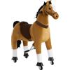 tectake® Cavallo a Dondolo con Ruote Scorrevoli, Cavallo a Dondolo per Bambini Realistico, Cavalluccio a Dondolo con Telaio in Acciaio, Cavallo Peluche Antiscivolo - 34x89x100 cm