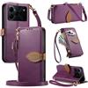 LIAOCY A Tracolla Custodia per Doogee Note 56 / Note 56 Plus/Note 56 Pro, Flip Cover con Portafoglio e Cerniera in Pelle PU[Fibbia Magnetica a Foglia], Anticaduta con Supporto, Purple.