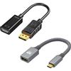AOUZOVLI 2 Pezzi Cavo HDM, 1x Micro-HDM Maschio a HDM-Femmina, 1x Adattatore HDM a DisplayPort 4K Cavo, 4K@60Hz eARC, HDR, 18Gbps per Fotocamere, Tablet, Monitor, Proiettore TV