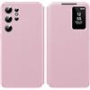 Nshkeji Cover per Samsung Galaxy S26 Ultra Intelligente in Pelle [Smart View] Custodia Galaxy S26 Ultra 5G Clear View Flip Pelle in Libro Portafoglio Flip, Carta Fessura, Wallet Custodie S View Rosa