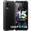 Blackview BV4800 SE Rugged Smartphone 4G, 12GB+64GB/2TB Telefono Robusto Android 15, 16MP AI Camera, 5100mAh, 6.56 HD+ 90Hz Cellulari Resistente IP68/IP69K, 5G WIFI,NFC,OTG,GPS,Gemini AI 2.0, Nero