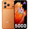 Blackview Wave 7C Smartphone sbloccato con AI, Android 16, Display 6.56 HD+, 16GB+64GB/1TB Telefono Cellular, Batteria 5000mAh, 32MP+13MP, 4G Dual SIM, WiFi 5, OTG, GPS, Face ID, Arancione