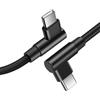 iLamdeetek Cavo USB C a USB C 90 gradi, Cavo USB C Doppia testa 90 gradi, ricarica rapida,cavo tipo C 0,3M,90 gradi,nylon intrecciato, per Laptop, telefono cellulare,Nero
