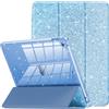 INFILAND iPad 10.2 Custodia for 7-9a Generazione 2019-2021 - Glitterata con Retro Trasparente e Portapenne per Bambine, Blu