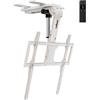 PUTORSEN Supporto TV da Soffitto Elettrico per TV 37-75 Pollici, Staffa TV Motorizzata Pieghevole e Inclinabile con Telecomando, Portata 45 kg, Piastre di Estensione VESA, Bianco