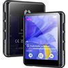 joliker Lettore MP3 Bluetooth 5.3, lettore musicale da 64 GB con schermo touchscreen, altoparlante, radio FM, funzione di registrazione, contapassi, e-book, memoria espandibile fino a 512 GB (Nero)
