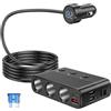 Gerbala 7 IN1 Presa Sdoppiatore Accendisigari, 127W USB C PD e Caricabatterie Auto QC 3.0, con Interruttore LED Volteter per Refrigeratori, GPS, Telecamera, Navigatore Satellitare, per Camper 12-24V