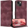 ZONNAVI Cover per iPhone 14 / iPhone 13, [Blocco RFID] Custodia a Libro in Pelle con Porta Carte, Flip Case Portafoglio Antiurto Cover per iPhone 14 / iPhone 13 (Rosso vino)