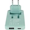 recable Caricatore da 30 W, USB A, USB C, pieghevole, verde pastello