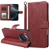 Generico DayQiQiPu Custodia per Honor 50 Lite NTN-L22, NTN-LX1, NTN-LX3 (6,67 Pollici) Cover in pelle PU con Blocco RFID Guscio Magnetica per Telefono Caso Spazzola Antifurto Portafoglio Rosso retrò