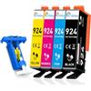 Clywenss Cartucce compatibili per HP 924, confezione da 4 senza chip | Per inchiostri HP OfficeJet Pro 8122e, 8120e, 8120, 8132e, 8124e, 8125e, 8130e, 8134e, 8135e, 8138e, 8139e, 8122, 8123, 8125