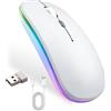 Pretify Mouse Bluetooth senza fili con BT5.2 e ricevitore USB da 2,4 GHz, mouse wireless per computer portatile 1200 DPI con tracciamento ottico, mini mouse a LED ricaricabile a doppia modalità, per PC