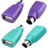 FinalCool Set 4 Pezzi Convertitore PS/2 a USB, Adattatore Ricambio PS/2 per Tastiera e Mouse, Plug and Play, Compatibile con PC, Laptop e Computer Retro, Viola/Verde