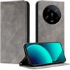 Mo-Somnus Cover per Xiaomi mi 14 Ultra, Custodia mi 14 Ultra Portafoglio, Cover Protettiva Libro Antiurto Case Flip Wallet Custodia Pelle PU con [3 Slot per Schede] [Magnetica] (Grigio)