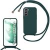 SLWYF Custodia per Samsung Galaxy S22 Plus Cover con Cordino, Silicone Antiurto TPU Morbido Corda Collana Necklace Regolabile Stylish con Catena Ultra Sottile Cover Case, Verde scuro