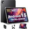 MENTUME Tablet 10 Pollici, Tablet Android 15 con Cover, Unisoc T30 Quad-Core, 18 GB RAM + 128 GB ROM + 1 TB TF, Display HD IPS 1280x800, Fotocamera Doppia 5MP + 8MP, 6000 mAh, WiFi 6, BT 5.0, GPS (K30)